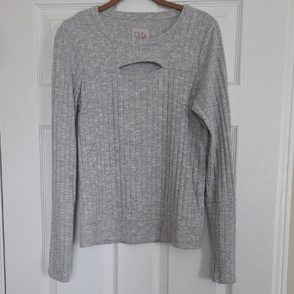 Chic Gray Long Sleeve Women's Top